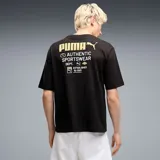 Remera de hombre Puma Graphics Boxy Utility Tee, color negro, de manga corta, corte holgado y diseño liso con el logo de la marca bordado en el pecho.