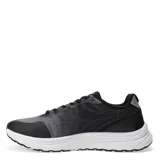 Championes deportivos Push en tonos negro y gris, con diseño de malla transpirable, suela blanca amortiguada y cierre con cordones.