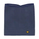 Set de gorro tipo beanie y cuello de lana en color azul marino. El gorro cuenta con un parche frontal con el logo de la marca Caterpillar.