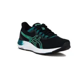 Championes de running Asics Gel-Excite 8 para hombre, color negro con detalles en verde esmeralda y suela blanca.