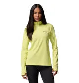 Polar Columbia Driventure de media cremallera, color verde lima, de manga larga con orificios para los pulgares y cuello alto.