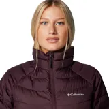 Campera acolchada Columbia modelo Powder Lite II, color bordó, con cierre frontal completo, cuello alto y bolsillos laterales con cierre. Cuenta con tecnología Omni-Heat™ para retención de calor y Omni-Shield™ para repelencia al agua.