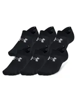 Pack de seis pares de medias tobilleras Under Armour de color negro con el logo de la marca en gris en la parte superior del empeine.