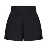 Short deportivo negro ligero para mujer, con cintura alta elástica y forro interior tipo short de ciclista.