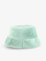 Gorro tipo bucket de pelo sintético color verde menta.