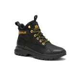 Bota híbrida de estilo urbano Caterpillar, con diseño inspirado en el modelo Colorado y suela de sneaker. Confeccionada en cuero nubuck impermeable y malla, cuenta con cordones con detalles en amarillo, pasadores metálicos dorados y logo de la marca en el lateral y la lengüeta.
