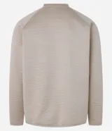 Suéter deportivo negro de manga larga con cuello redondo y textura ondulada en relieve.