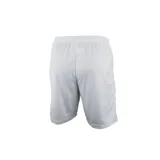 Short deportivo azul marino de poliéster con cintura elástica y cordón ajustable.