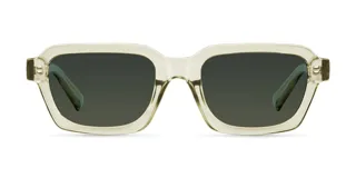Lentes de sol unisex Adisa, de forma cuadrada con armazón gris y lentes polarizadas verdes. Fabricados en policarbonato francés.