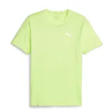 Remera deportiva Puma de manga corta y cuello redondo, diseñada para entrenamiento. Presenta un diseño liso en color amarillo neón con el logo de la marca estampado en el pecho.