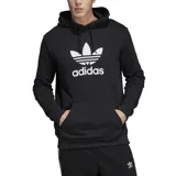 Buzo canguro Adidas color negro con logo Trefoil blanco estampado en el pecho.