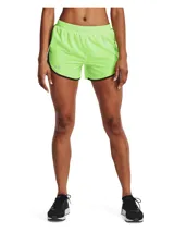 Short deportivo Under Armour Fly By Elite 3 de color verde lima, con cintura elástica y detalles en negro en los bordes.