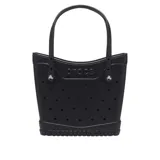 Bolso tipo tote Crocs Classic Medium, color negro, fabricado con material sintético con múltiples perforaciones para personalizar con Jibbitz, asas dobles y base texturizada antideslizante.