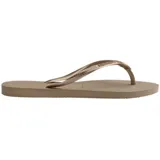 Ojotas Havaianas Slim Crystal Swarovski II color verde oscuro, con tiras finas y aplique de cristal Swarovski.