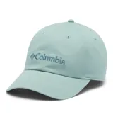 Gorra de béisbol Columbia de color verde menta, con diseño clásico de visera curva, cierre posterior ajustable y el logotipo de la marca bordado en tono azul en el panel frontal.