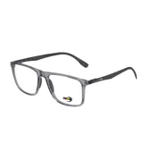 Lentes MDQ modelo T41 con armazón translúcido de color gris y patillas oscuras.