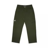 Pantalón cargo verde militar de corte recto, con bolsillos laterales y logo de Santa Cruz en el bolsillo izquierdo.