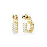 Aros de aro Swarovski Matrix, pequeños, con baño de oro y circonias transparentes talla baguette en forma de corazón.