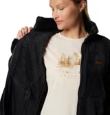 Campera polar Columbia modelo Fire Side FZ III, color negro, confeccionada en tejido de textura suave y abrigada. Presenta cierre frontal completo, cuello alto, bolsillos laterales con cierre y dobladillo ajustable con cordón.