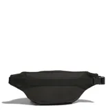 Riñonera Adidas Essentials Waist Bag de color negro, confeccionada en tejido resistente, con compartimento principal con cierre, bolsillo frontal adicional y el logotipo de la marca impreso en blanco. Cuenta con correa ajustable para la cintura.