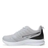 Championes deportivos de diseño urbano, color gris claro con detalles en gris oscuro y suela blanca. Confeccionados en tejido de malla transpirable con refuerzos sintéticos y cierre mediante cordones.