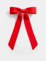 Lazo maxi rojo de satén con pasador para el pelo.