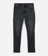 Pantalón skinny de jean gris oscuro con bolsillos delanteros y traseros.