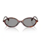 Lentes de sol Miu Miu modelo 04Z, con armazón ovalado de acetato con patrón carey y micas grises.
