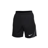 Short deportivo Nike Strike negro con paneles laterales en gris y logo blanco estampado. Confeccionado con tecnología Dri-FIT para mantener la transpirabilidad y la comodidad.