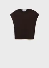 Jersey de punto fino color negro, con cuello redondo, diseño recto y sin mangas.