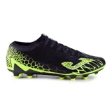 Championes de fútbol Joma Gol 2401 FG, color negro con detalles en verde flúor.