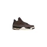Championes Jordan 4 Retro SP en colaboración con A Ma Maniére, modelo Violet Ore. Confeccionados en nobuk color marrón oscuro con detalles en negro, blanco y rojo burdeos, con unidad Air visible en el talón.