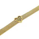 Pulsera dorada de acero con dije de corazón con la palabra 'Mamá'.