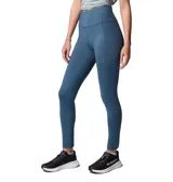 Calza deportiva Columbia modelo Boundless Trek Legging, color azul, de tiro alto y confeccionada en tejido hidroabsorbente con tecnología Omni-Wick™ y bolsillos laterales.