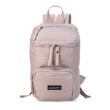 Mochila matera de diseño vertical, color gris azulado, con acabado acolchado y cierres frontales. Cuenta con un compartimento principal espacioso, un bolsillo frontal externo y un asa superior para transporte manual.