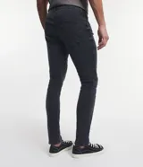 Pantalón skinny de jean gris oscuro con bolsillos delanteros y traseros.