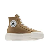 Championes Converse Ctas Cruise Hi color marrón con plataforma blanca y cordones blancos.
