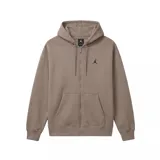 Campera con capucha y cierre frontal completo, confeccionada en tejido fleece color marrón. Presenta bolsillos tipo canguro y el logo de Jordan bordado en el pecho.