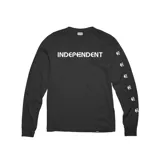 Remera negra de manga larga con estampa blanca en el frente con el logo de Independent y en las mangas con el logo de Independent repetido.