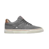 Zapatillas grises de skate Emerica Tilt G6 Vulc, con detalles en marrón y suela blanca.