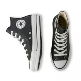 Zapatillas Converse Chuck Taylor All Star de caña alta con plataforma, confeccionadas en cuero ecológico color negro.