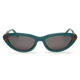 Lentes de sol Mr Boho modelo Seongsu, con montura color verde azulado y detalles en marrón y azul en los laterales.