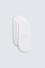 Pack de cuatro pares de calcetines invisibles color beige, tejidos con mezcla de algodón y acabado en rib.