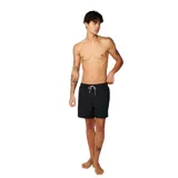 Short de baño Rip Curl Offset Daily Volley de 16 pulgadas, color negro, con cintura elástica con cordón ajustable bicolor y red interna.