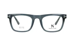 Anteojos de receta Nazareno Corsini modelo 6017, con marco de acetato en color gris oscuro y detalles metálicos en las esquinas.