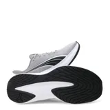 Championes de running Puma Dasher Lite, color gris con detalles en negro y suela blanca. Presentan un diseño de malla transpirable, cierre con cordones y el logo de la marca en el lateral.