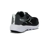 Championes deportivos Diadora modelo Bresh, color negro con detalles en gris y blanco. Presentan una capellada de malla transpirable, refuerzos sintéticos oscuros y una suela gruesa de espuma blanca con diseño esculpido.