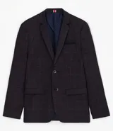 Blazer super slim con estampado cuadrillé, de manga larga y dos botones.