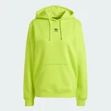 Hoodie Adidas Adicolor Essentials Regular color verde lima, con capucha ajustable con cordón, bolsillo tipo canguro y el logo del trifolio bordado en el pecho.