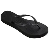 Sandalias de dedo Havaianas modelo Slim, color fucsia, con tiras finas y suela de goma con textura antideslizante de grano de arroz.